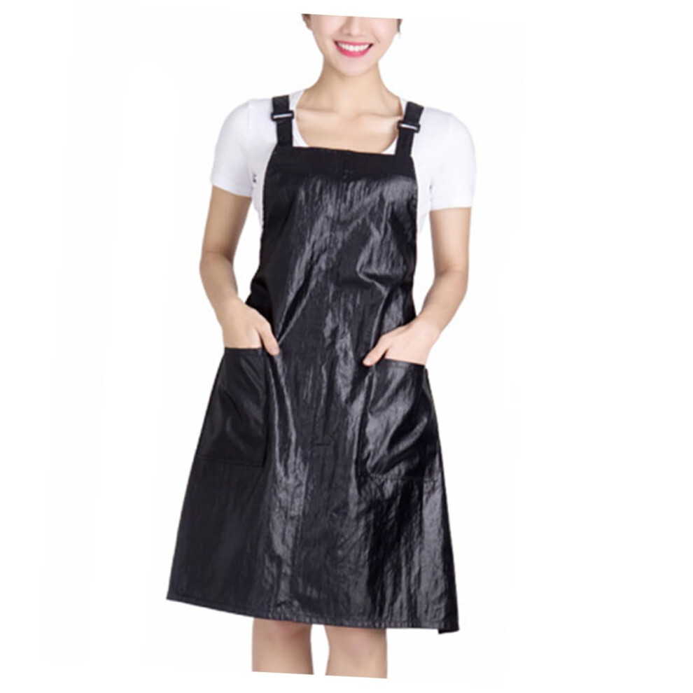Waterproof Work Apron With Pockets For Hair Stylist Salon Kitchen Cafe Black 9164114679260