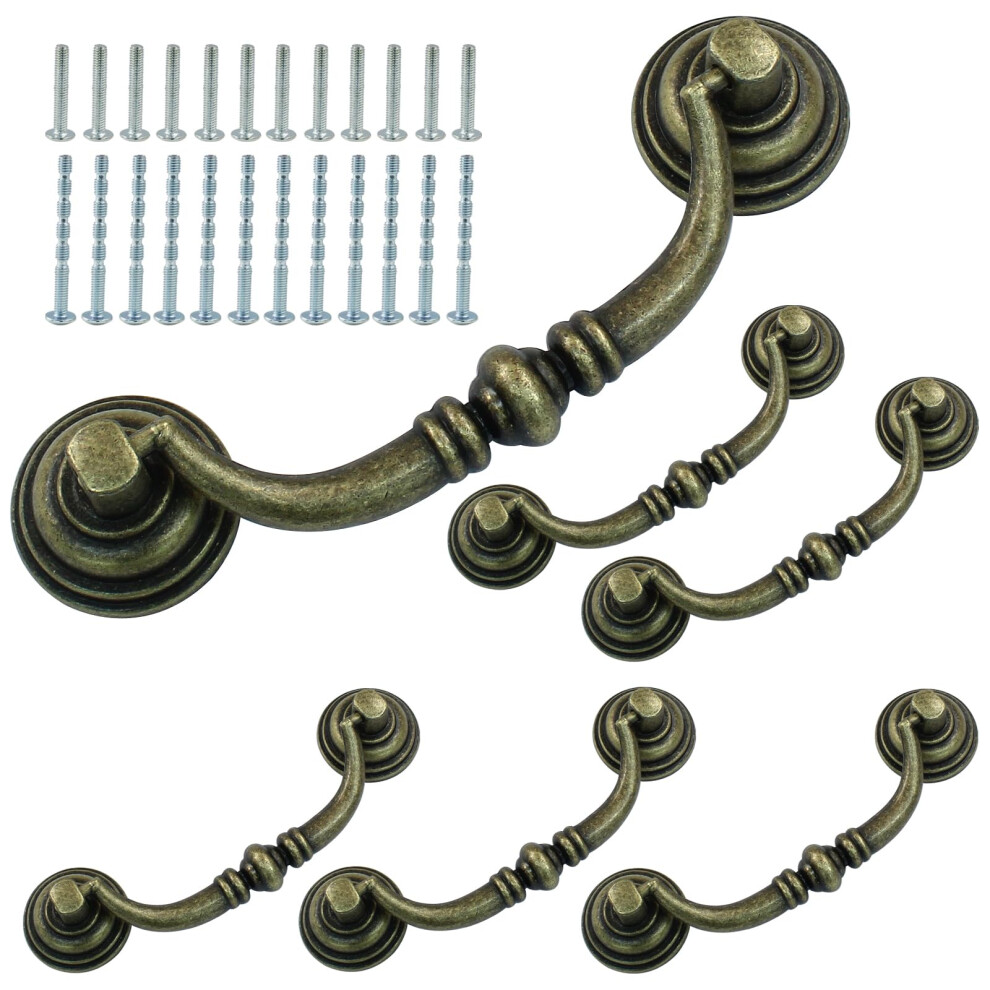 6Pcs 3.5 Inch Antique Bail Drawer Pulls Bronze Vintage Cabinet Handles European Design Durable Zinc Alloy 9113335066670