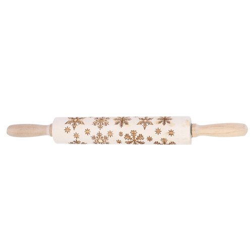 15.7" Snowflake Embossed Wooden Rolling Pin for Easy Fun Baking Projects 1