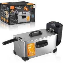 Electric Deep Fryer 1500W 3L Stainless Steel with Basket, Timer & Temperature Control for Home Cooking