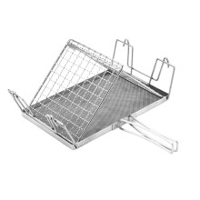 Foldable Stainless Steel Camping Toaster Rack for Rice Cakes and Fish, Japanese Grill