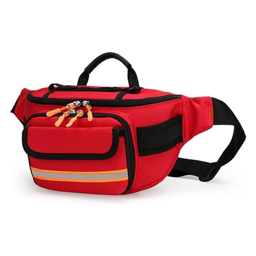 Nylon Tactical First Aid Kit with Quick Access Pockets for Camping Hiking Survival and Car Use, Red