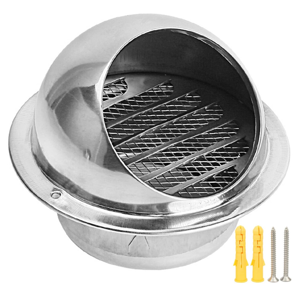 Stainless Steel Wall Vent Cover 304 Round Exhaust With Louvered Grille Mesh For Outdoor Dryer 125Mm 9070919073960