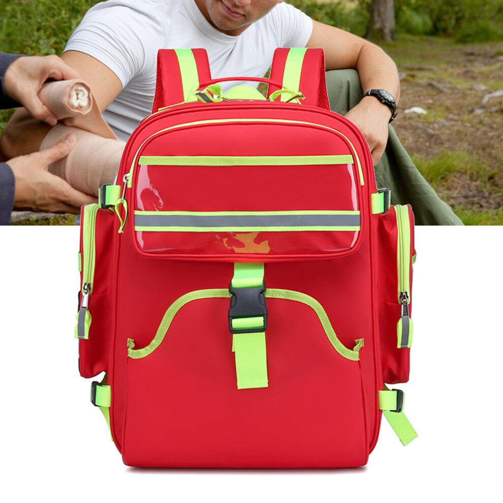 Waterproof First Aid Backpack with MultiPocket Organization and Reflective Strips for Camping Hiking