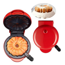 Cake Maker Machine with Nonstick Surface for Lava Cake, Mini Donuts, Waffles, Pancakes, Doublesided Heating, Red
