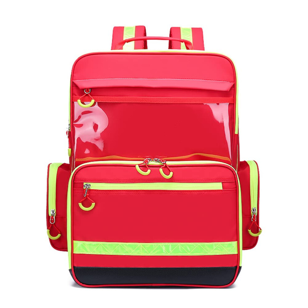 Red Waterproof First Aid Kit Bag With Compartments, Emergency Medical Supplies Organizer For Travel