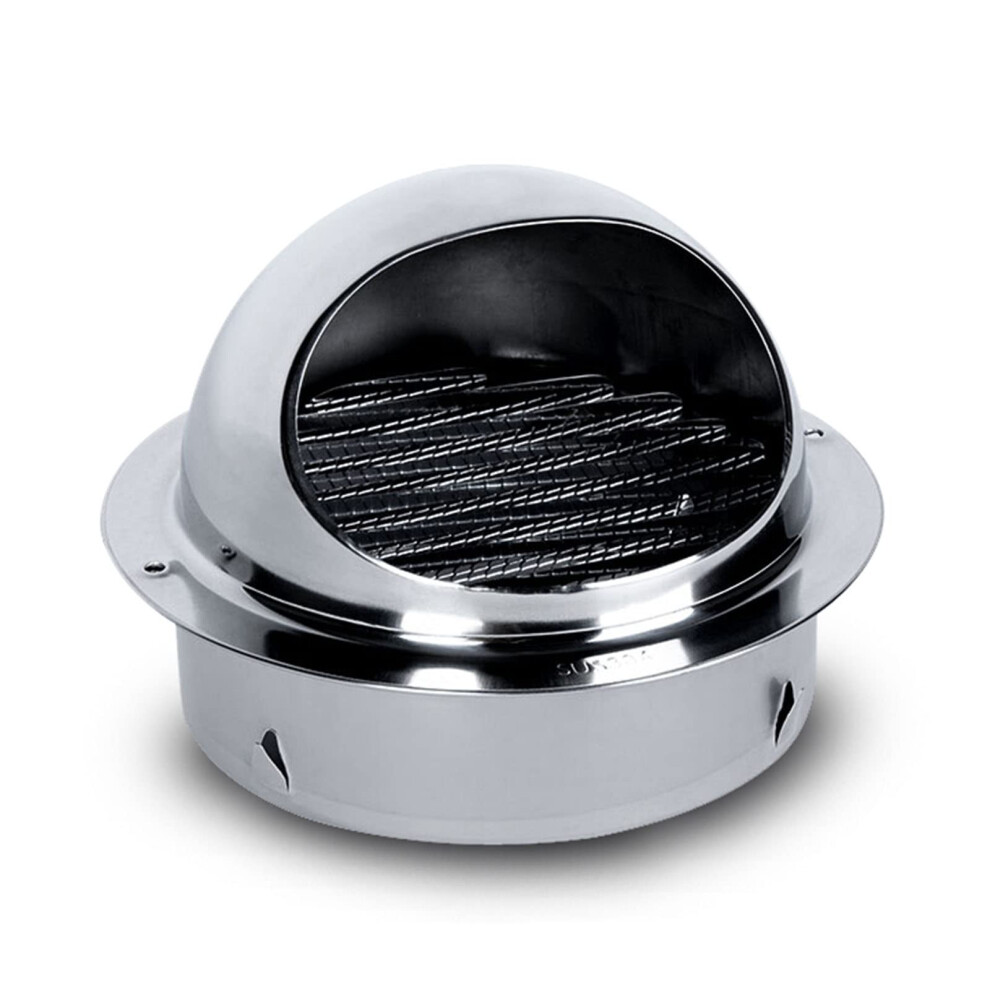 304 Stainless Steel Wall Vent Cover With Louvered Exhaust Cap, Weatherproof Hood And Pest Screen, 4.3In Round 9053599456773