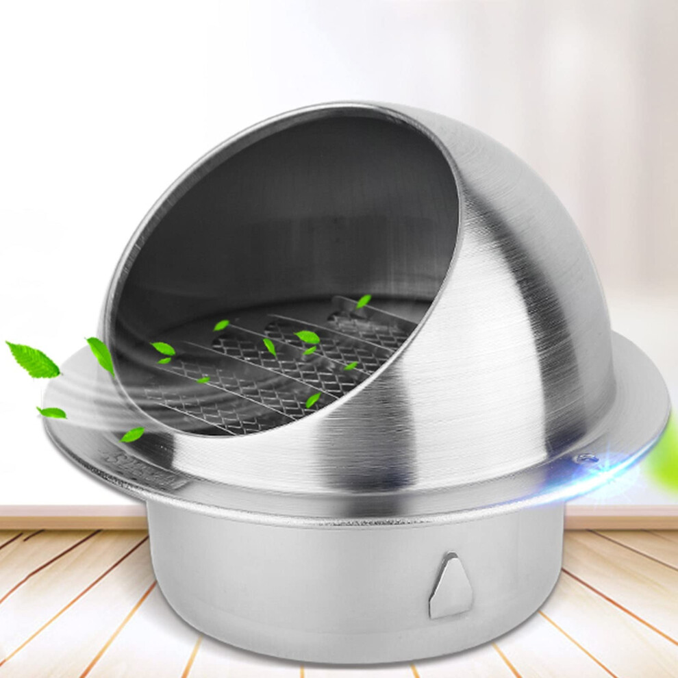 7In 304 Stainless Steel Wall Air Vent Grill With Rainproof Louver And Insect Screen For Dryer 9174973033974