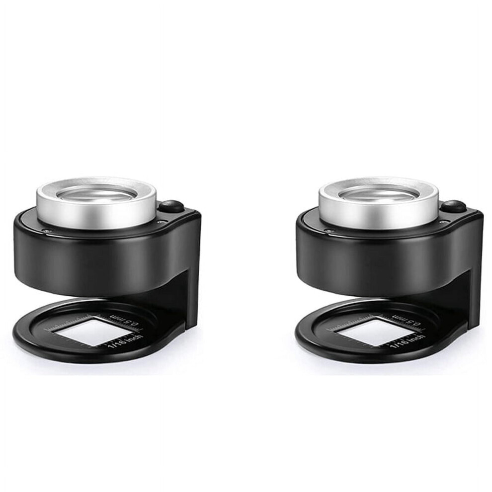 2 Pcs 30X Loupe Magnifier with 6 LED Lights, Rechargeable Desktop Metal Jewelers Loupe, Magnifying Glass with Light