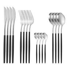 Lmueinov Matte Gold Silverware Set with Steak Knives, 16-Pc Stainless Steel Flatware Set for 4, Forks & Spoons
