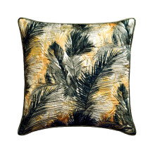 Fodera per cuscino personalizzata verde 40x40 cm, cuscino trapuntato con foglie tropicali in raso per divano, motivo floreale naturale - Ai Tropici