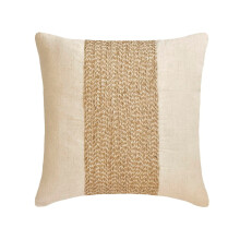 HomeCentric - Confezione da 2 federe per cuscini in cotone e lino color ecru (56x56 cm) con cordino di iuta, a righe - Compatibili con le decorazioni