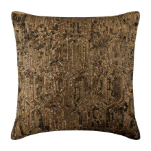 Goldener Seidenkissenbezug (40 x 40 cm), geometrisches Paillettenmuster, Gitterdesign, moderner Dekokissenbezug für Sofas