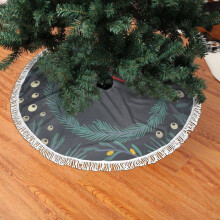 Julgranskjol med fransar i spets, julkortsdesign med griffeltavla, söt handritad mall, mjuk, lätt och fin julgranskjol, 75 cm