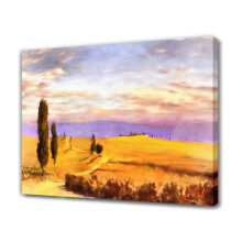 Affiche sur toile représentant un paysage de prairie dorée, idéale pour la décoration de chambre, de bureau ou de salle de sport. Cadre inclus,