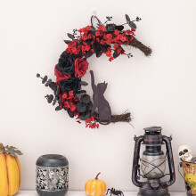 Couronne de roses d'Halloween Ympuoqn - Décoration de porte