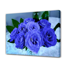 Blommor Rosor Blombukett Blå Canvas Poster Sovrumsdekor Sport Landskap Kontorsrumsdekor Gåva, Ramstil, 20x30 cm