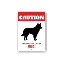 Panneau métallique « Patrouille de Mudi » pour chenil, race canine, patte d'animal, dimensions : 20 x 30 cm