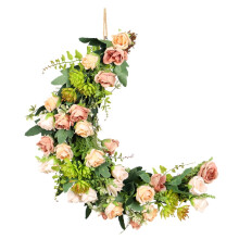Couronne de roses artificielles Guangmc avec lumières LED pour la décoration intérieure et les mariages