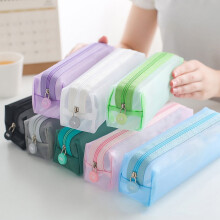 Yesbay Etui met ritssluiting en transparant gaas, effen kleur, pennenhouder, opbergtas, cadeau voor studenten, hemelsblauw