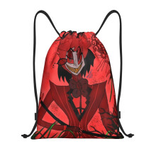 Hazbin Hotel Alastor -kuvioitu klassinen kiristysnyörillinen laukku, kokoontaitettava, urheiluun, kuntoiluun, kiristysnyörillinen laukku, unisex,