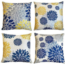 Set di 4 federe per cuscini 18x18, design etnico boho, cuscini decorativi in lino con motivo a tappeto, fodere per cuscini in stile rustico per
