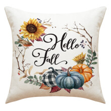 Fodere per cuscini autunnali 45x45 cm, con motivo zucca e foglia d'acero, compatibili con decorazioni autunnali, cuscini per divano per interni ed