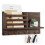 Wall-mounted key holder with shelf and large hooks brown 1
