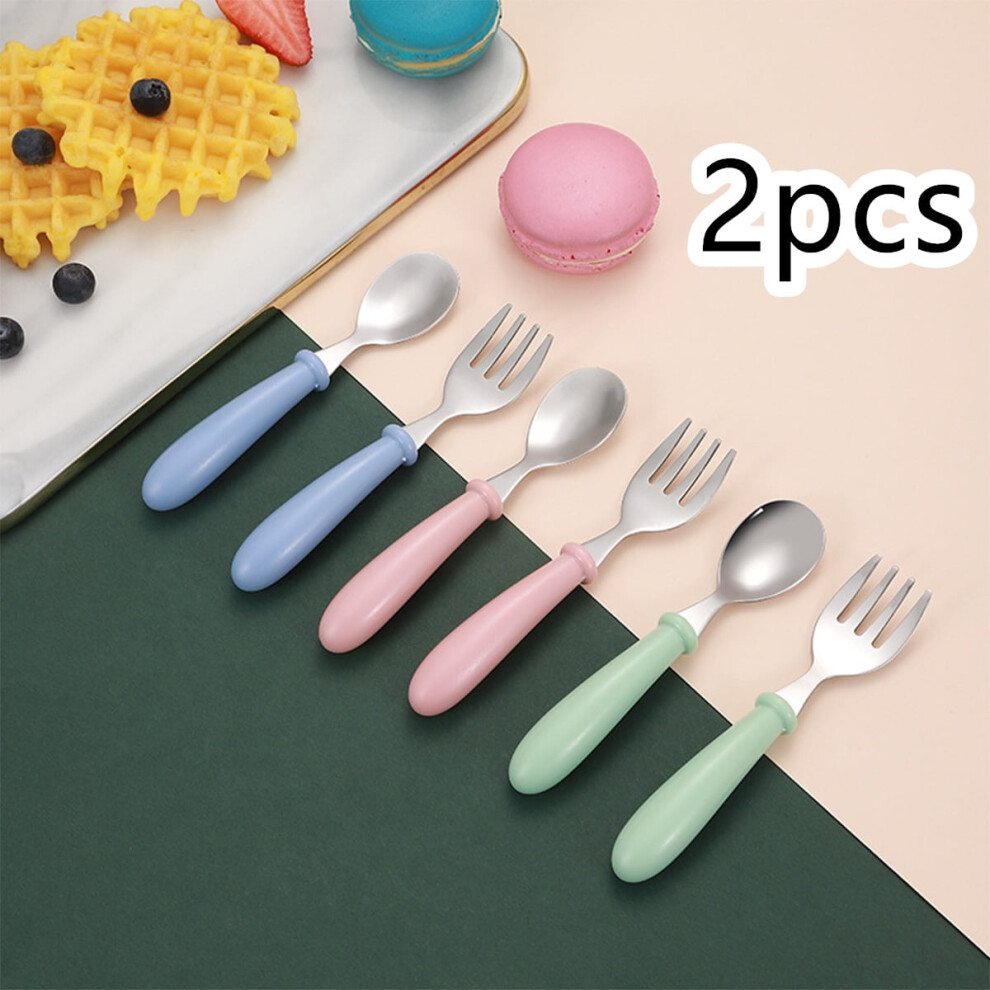 12Pcs Toddler Utensils Kit Stainless Steel Baby Forks & Spoons, 3 Forks 3 Spoons, Cute Cutlery Set for Infant Feeding
