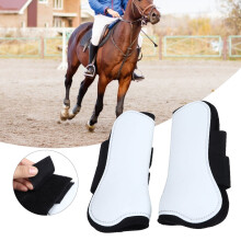 2PCS White Horse Leg Guard Support, 25.6x11.8cm, PU+Neoprene