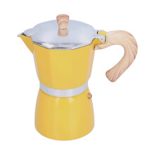 300ml Aluminum Stovetop Espresso Maker with HeatResistant Handle, Yellow Moka Pot for Gas Stove