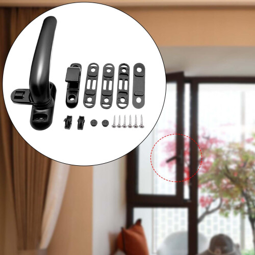 Window Handle Replacement Black Left Hand Casement Lock Handle with Secure Durable Aluminum Design 1
