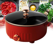 Electric Hot Pot with Divider 6L Large Capacity NonStick Dual Chambers with Tempered Glass Lid