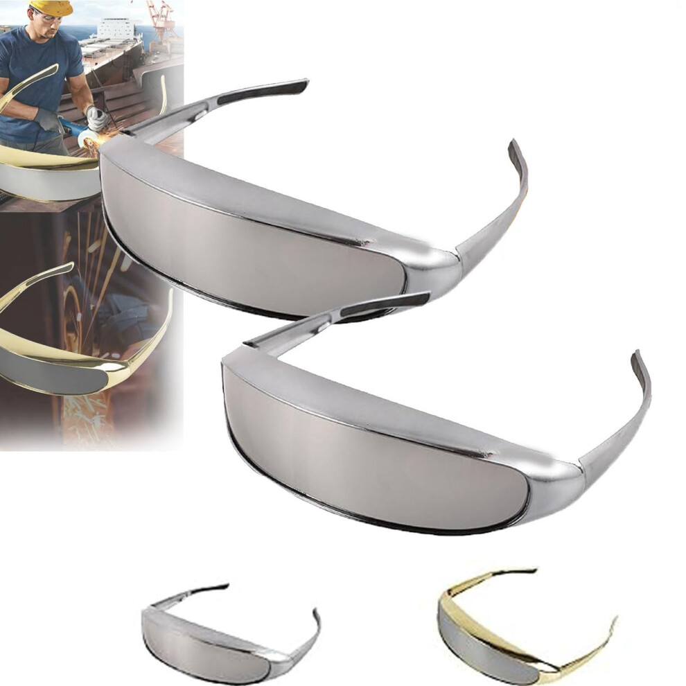 Welding Safety Goggles With Onepiece Mirror Lens, Antiscratch Uv Protection, Wraparound Coverage, 2Pcs 9164114683311