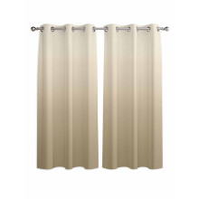 Brown Beige Gradient Window Curtains with Silver Grommets, Modern Drapery Panels for Living Room, Bedroom, Kitchen, Bath, 84x84 Set