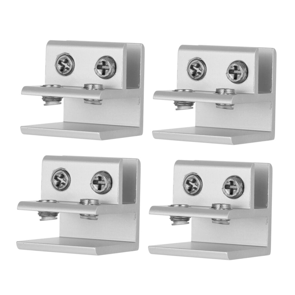 4Pcs Aluminium Glass Shelf Brackets Adjustable Panel Clamps With Rubber Grip For Bathroom Cabinets 9164114683892