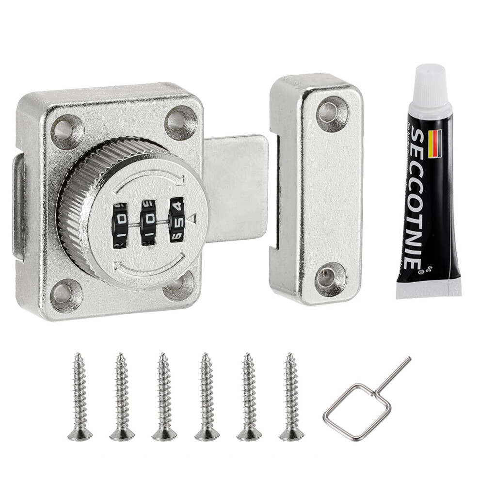 Combination Cabinet Lock Keyless 3Digit Security Reversible Latch For Drawer Cupboard Silver 9164114684196