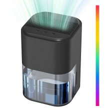 Dehumidifier with Colorful Light 70oz Small Dehumidifier with Auto Shut Off Low Noise Sleep Mode for 200 sq.ft Basement Bedroom Bathroom Closet