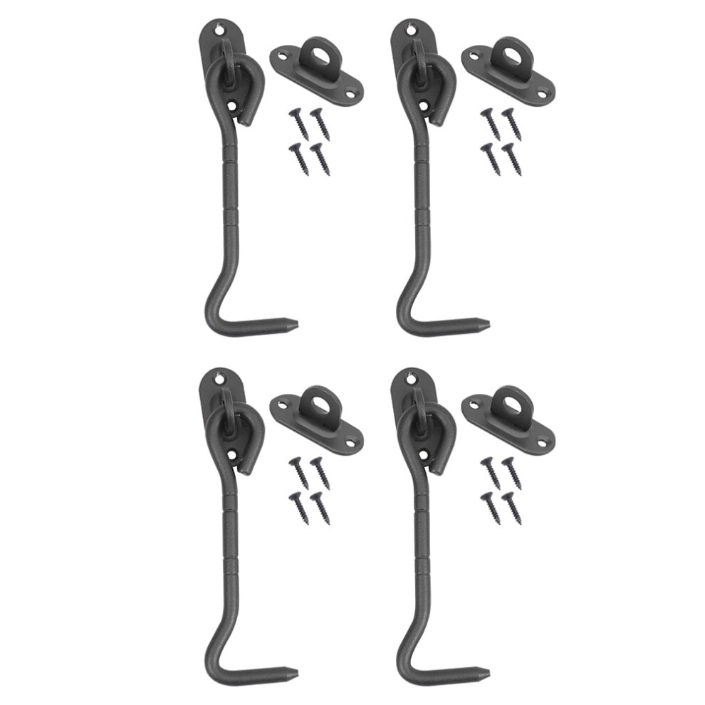 4 Pcs Windproof Hook Door Lock Security Latch Metal Barn Cabin Screws Stainless Steel 9110895283653