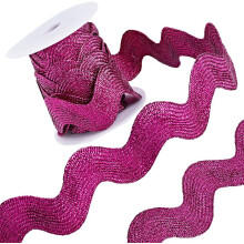 1 Roll 1" RIC Rac Trim, 5 Yards Metallic Sparkle Rick Rack, Wave Sewing Bending Fringe, Braided Woven Fabric for Wedding Dress, Party Craft, Medium