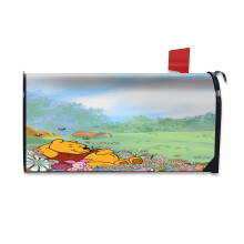 Winnie the Pooh Animated Mailbox Cover - Dual-Sided, Customizable, 25.5"x21", Outdoor Garden Decor