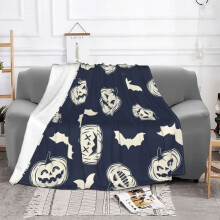 Couverture d'été légère et fine en flanelle avec citrouilles d'Halloween et chauves-souris, idéale pour la maison, le bureau ou le lit.