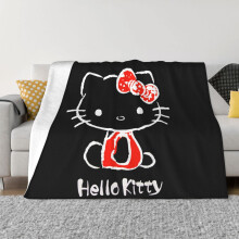 Hello Kitty takaró, flanel polár dísztakaró, szuper puha, kényelmes, meleg plüss ágynemű, kanapé, nappali, hálószoba - 127x102 cm - Style4