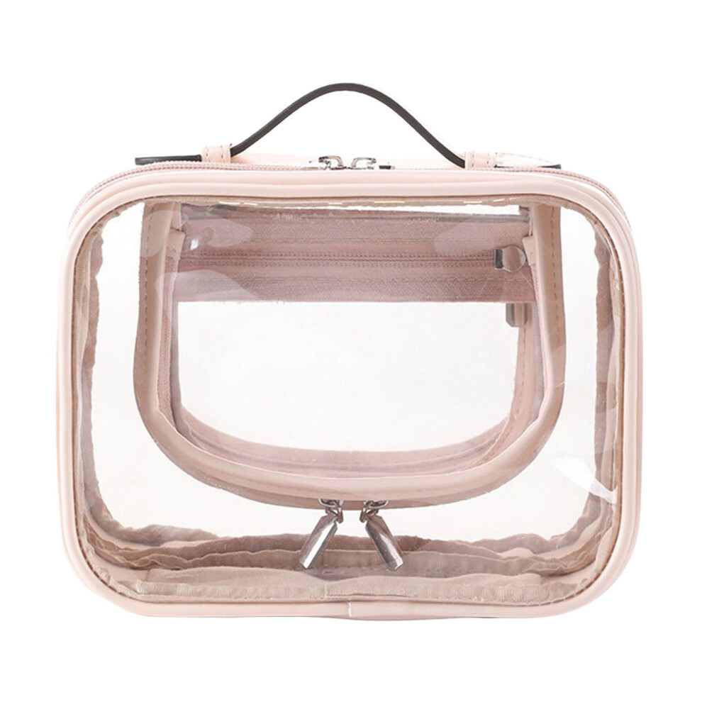 Cosmetic Bag Visible Large Capacity Zipper Closure with Handle Travel Makeup Storage Bag Home Supplies