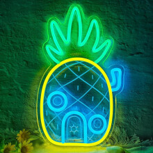 Dimmbares Ananashaus-Neonschild, 35 x 22 cm, Wanddekoration im Ozean-Design, geeignet für Kinderzimmer, Schlafzimmer, Spielzimmer,