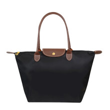 Waterdichte nylon handtas met dumpling-design voor dames, grote opbergtas voor op reis, opvouwbare casual schoudertas, zwart, zwart, zwart M