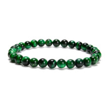 Braccialetto con perline rotonde lisce in occhio di tigre verde, 6 mm, 8 mm, 10 mm, lunghezza 7,5 pollici, 3 pezzi/set