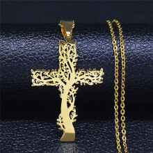 New Style European and American Stainless Steel Cross Shelf Men's and Women's Pendant Necklace Gold Jewelry Wholesale Simple Fashion