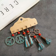 RSAMD3Pairs/Set Bohemian Boho Kwastjes Etnische Oorbellen Haakje Hangend Dames Sieraden-Stijl-2