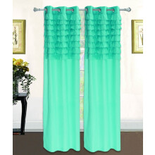 Rideau à volants plissé Katy, avec œillets, 274 cm (108 po) de long - Vert turquoise